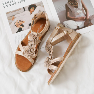 Sandalias Romanas Planas de Verano 2026 para Mujer, Diseño Floral Bohemio, Antideslizantes, con Cierre Trasero, Zapatos de Playa - Product Image 3