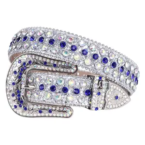 TENGMEI-cinturones brillantes con diamantes de imitación para mujer, con hebilla personalizada, ostentosa, de cristal