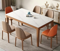 Table à manger et chaises en bois massif Table à manger en dalle de pierre Nordic Simple Small Apartment Home Rectangular Dining Table Solid