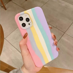 เคสโทรศัพท์ TPU ซิลิโคนลายรุ้งด้านหลังกันกระแทกสำหรับ iPhone 13 12 PRO MAX R S MAX SE - Product Image 1