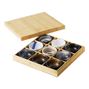 Bandeja de servir de bambú de estilo japonés con nueve compartimentos para restaurante de hot pot, vajilla con secciones para verduras - Product Image 5