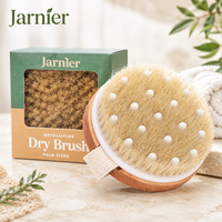 Brosse corporelle ronde en bambou personnalisée Jarnier avec logo, poils naturels, pour le nettoyage du visage, l'exfoliation et le brossage à sec