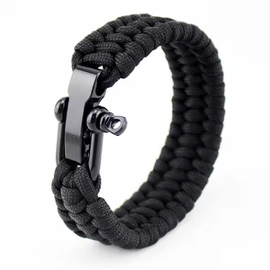 Pulsera de supervivencia de paracord con grillete de hebilla de acero inoxidable de metal ajustable 550 - Product Image 2