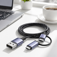 Kabel Data USB2.0 Multi-Head 2-in-1 Pengisian Cepat 3A UGREEN dengan Lapisan Nilon untuk Ponsel, Kamera, Komputer & Mobil