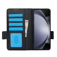 Étuis de téléphone à rabat en cuir PU noir avec double aimant et porte-cartes pour Samsung Galaxy Z Fold 3 4 5 6 7 8 pour homme