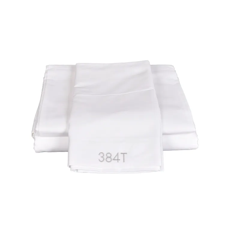 2023 nuovo prodotto hotel personalizzato logo bianco queen size set di lenzuola in puro cotone