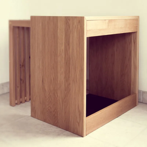 Cage <span class=keywords><strong>à</strong></span> <span class=keywords><strong>chien</strong></span> moderne JUNJI en bois massif de chêne, niche de luxe pour <span class=keywords><strong>chien</strong></span>, table de salon - Product Image 2