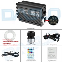 16W RGBW Twinkle LED Fibre Optique Starlight Headliner Kit Meteor Shooting Star Plafonniers 0.75mm 3M 500pcs + 200pcs Fiber
