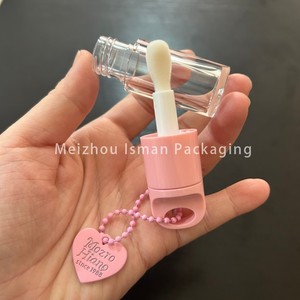 ISMAN Tube de brillant à <span class=keywords><strong>lèvres</strong></span> transparent mignon avec porte-clés pour enfants, 4 ml, personnalisable, vide, avec grand applicateur - Product Image 6
