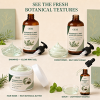 Crème nourrissante anti-chute de cheveux à la menthe et au romarin, shampoing et après-shampoing 2-en-1, traitement du cuir chevelu clairsemé, végan, logo personnalisé OEM