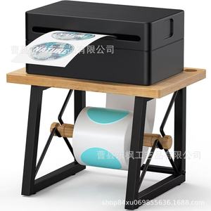 Label Printer <b>Stand</b> Wooden <b>Desktop</b> With Paper Roll Holder For Printers Office Multifunction Shelf - Product Image 1