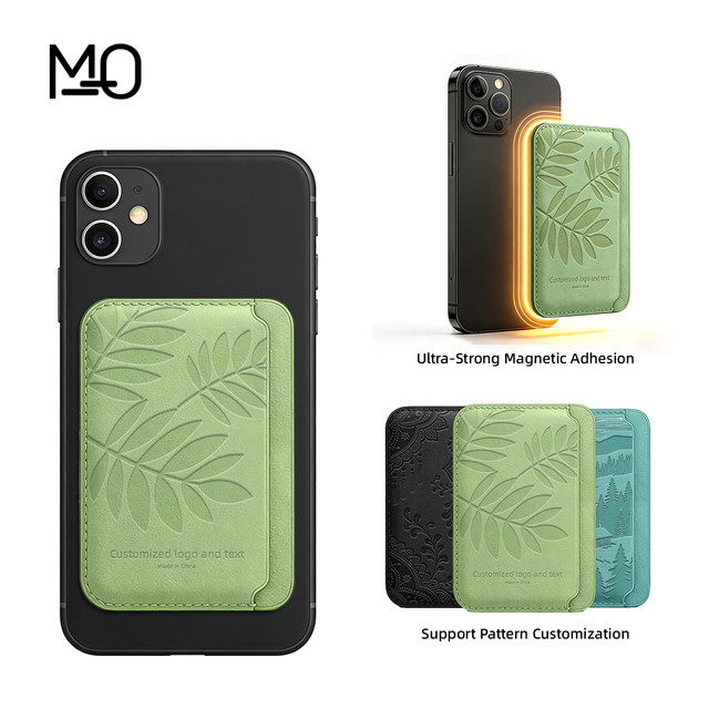 Custom LOGO Universal Magnetic Card Holder for MagSafe iPhone 13 14 15 16 17 Detachable Leather Phone Wallet OEM ODM Card case