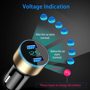 Phổ 12V-24V nhanh kép <span class=keywords><strong>USB</strong></span> <span class=keywords><strong>Car</strong></span> Charger Adapter LED hiển thị tự động ABS <span class=keywords><strong>USB</strong></span> xe sạc điện thoại cho iPhone Huawei - Product Image 4