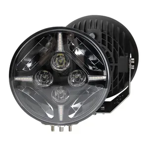 Luz de led redonda hi e baixo, luz de condução, 9 polegadas, 60 w, drl, para atv, utv, caminhão, 4x4, trator, barco