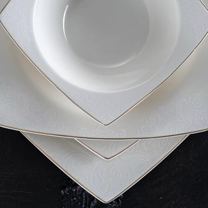 Nuevo Juego de Vajilla de Porcelana China de 24 Piezas para 6 Personas con Borde Dorado, Diseño Moderno, Apto para Lavavajillas, Uso Doméstico - Product Image 1