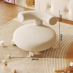 Taburete con Respaldo con Ruedas, Pequeño, Ecológico, Moderno, para Uso Doméstico, Asiento Bajo, Estilo Crema, Otomana Silenciosa - Product Image 4