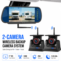 Sistema de Cámara de Reversa Inalámbrica AHD de 7 Pulgadas con 2 Cámaras para RV, Camión o Remolque |   Batería de 9600 mAh |   Resistente al Agua IP68 |   WiFi de 120M, 1 Año de Garantía