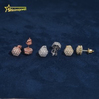 Boucles d'oreilles clous en argent sterling 925 avec moissanite, design inversé, bijoux étincelants, cadeau hip-hop, pour usage quotidien et soirées