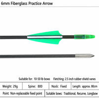 1 pièce Flèches de tir à l'arc en carbone mixte durables de 6 mm avec pointes en acier à plumes plastiques, vente en gros pour sports de plein air