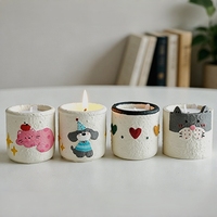 Bougies parfumées fantaisie en cire de soja, mini-tasses de dessins animés peintes à la main, mignonnes et de qualité supérieure, pour l'aromathérapie, cadeau de fêtes Diwali