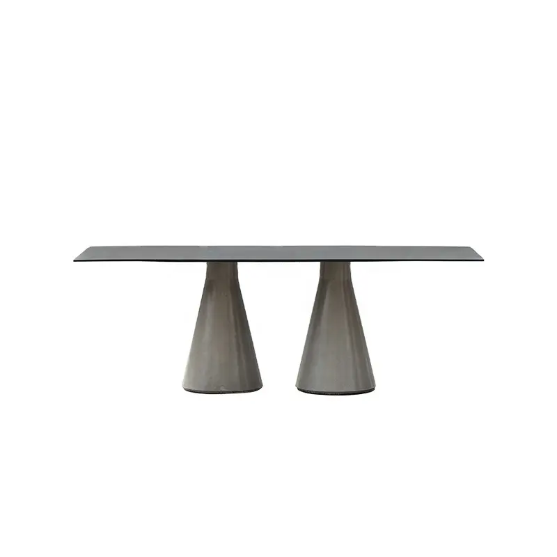 BENTU Ding – table à manger en béton de style industriel et moderne, plateau en métal pour jardin extérieur, étanche