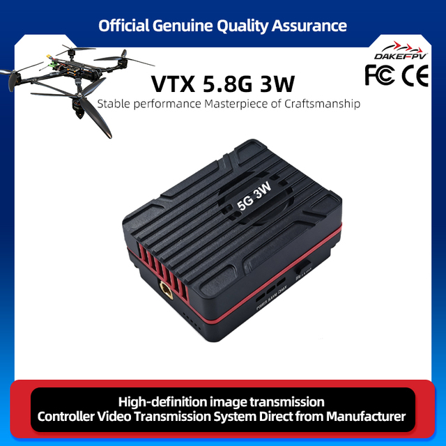 DAKEFPV VTX 5.8G 3W Long Range Video Transmitter FPV Drone Transmission Module Plastic Metal Compatible Remote Control DC 7-50V