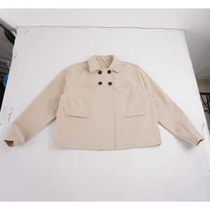 Veste à double boutonnage pour femme avec revers cranté, blazer uni à ourlet trapèze avec col classique, manteau décontracté de style streetwear britannique pour le bureau - Product Image 2