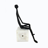 Figurine d'homme abstraite en fonte, statue masculine vintage en métal, décoration artistique pour la maison et le bureau