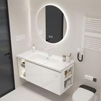 Meubles de salle de bain sur mesure avec tabouret/coiffeuse, meuble de salle de bain géométrique sur mesure, usine