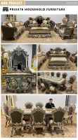 Vente Directe Usine Meubles de Salon Européens Antiques Ensemble de Canapé en Bois Massif 100% Sculpté à la Main Style Royal Classique
