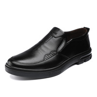 Chaussures pour hommes 2026, respirantes, été, noires, à enfiler, en cuir PU