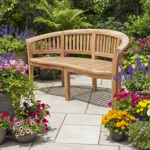 Banco de Jardín Banana - Madera de Teca Sostenible, Diseño Moderno y Minimalista, Duradero y Cómodo para Comer al Aire Libre, Uso en Hoteles y Villas - Product Image 4