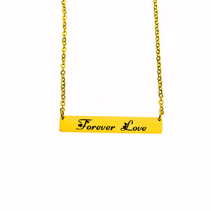 Personalized Bar Pendant Wholesale Jewelry Gold Plated <b>Custom</b> Engraved Stainless Steel Bar <b>Necklace</b> - Product Image 2