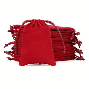 July Fourth Gift <b>Bag</b> Factory Wrapping Small Jewelry Stones Velvet Cloth Drawstring Wine Red Coin Purse 3x4 Inches Pouch - Product Image 6