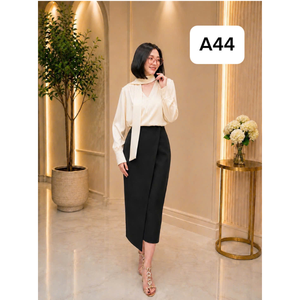 La longitud del vestido/falda es de 57 cm. Tela de sarga coreana, crepé de seda y ropa de oficina estilo A-Line de Vietnam - Product Image 5