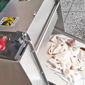 Coupeur d'anneau commercial automatique Trancheuse de calmar automatique Coupeur de viande de poisson Anneaux de calmar frais <span class=keywords><strong>ou</strong></span> congelés Machine à trancher - Product Image 5