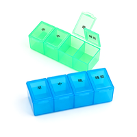 Boîtes à pilules portables à 4 compartiments, en plastique PET de qualité alimentaire, résistantes à l'humidité et aux chocs, pour le stockage de médicaments, de comprimés et de capsules