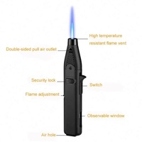Briquet torche à flamme jet miniature réglable, rechargeable, coupe-vent, bon marché, personnalisé, pour cigarettes, bougies, barbecue, cuisine