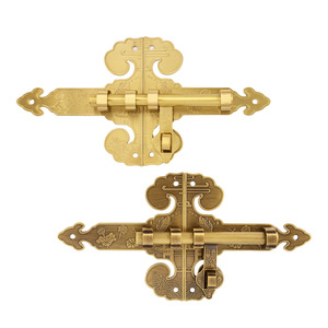 Loquet de porte traditionnel chinois Dingcheng en laiton, forme Ruyi, pour portes en bois, usage extérieur et jardin - Product Image 3