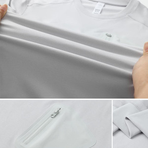 เสื้อยืดปักโลโก้ตามสั่ง คุณภาพสูง เสื้อยืดผู้ชายแบบเรียบ มีกระเป๋าเสื้อ เสื้อยืดผู้ชายกระเป๋าใหญ่ สไตล์สตรีท สำหรับฤดูร้อน - Product Image 2