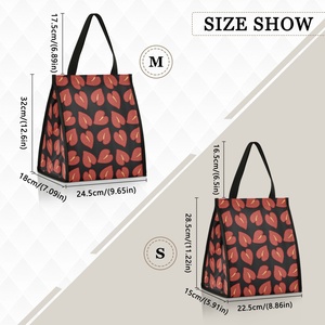 Hawaii Red Anthurium Print Nylon Custom logo Picnic Thermal Velcro Lunch Insulated Cooler Bag Reusable Lunch Tote with Handle - Product Image 4