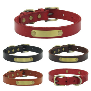 Luxury Leather Collar Copper Print Logo Pet Dog <strong>Cat</strong> Leash Collar <strong>Harness</strong> - Product Image 4