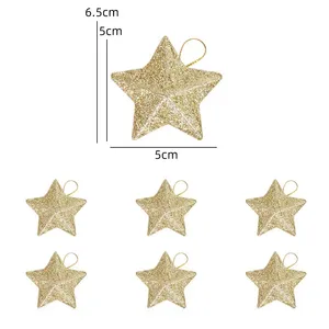 Ornements <span class=keywords><strong>de</strong></span> <span class=keywords><strong>Noël</strong></span> en forme d'étoile à cinq branches dorée scintillante <span class=keywords><strong>de</strong></span> 5 cm, pendentif pentagramme pour arbre <span class=keywords><strong>de</strong></span> <span class=keywords><strong>Noël</strong></span>, <span class=keywords><strong>décoration</strong></span> <span class=keywords><strong>de</strong></span> fête à domicile - Product Image 4