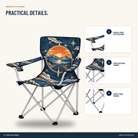 Chaise de camping en gros avec accoudoir unique, porte-gobelet et logo et motif personnalisés pour les excursions tout-terrain