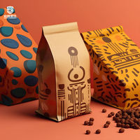 Sacs à café de 1 lb personnalisés imprimés mat recyclables à fond carré avec fermeture éclair et soufflet, emballages PET+VMPET+PE de 1 kg et 1 lb