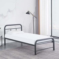 Cama Individual/Doble/King Cromer Portátil de Diseño Moderno, Estructura Desmontable de Acero para Dormitorio Escolar, Hospital, Hotel, Apartamento