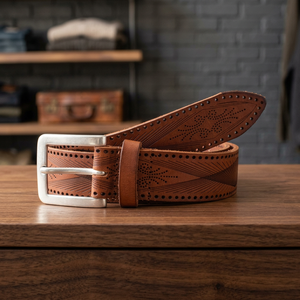 Cinturón de Cuero de Búfalo de Alta Resistencia, Estilo Vintage, con Hebilla de Acero de Lujo y Diseño de Calavera 3D, Impermeable y Ecológico - Product Image 1