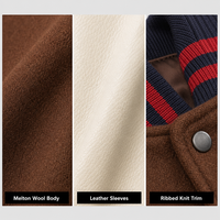 Blousons Bomber Homme Streetwear en Gros, Style Universitaire Patchwork, Personnalisables OEM ODM, Blousons d'Hiver Rembourrés pour l'Entraînement de Baseball