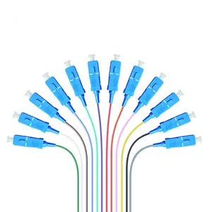 Populer FTTH LSZH SC Fiber Optique konektor adaptor 12pcs serat kuncir untuk pemancar dan penerima