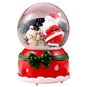 Boule à neige lumineuse festive avec Père Noël <span class=keywords><strong>et</strong></span> ours en résine, ornement de maison pour les fêtes <span class=keywords><strong>et</strong></span> cadeau saisonnier - Product Image 1